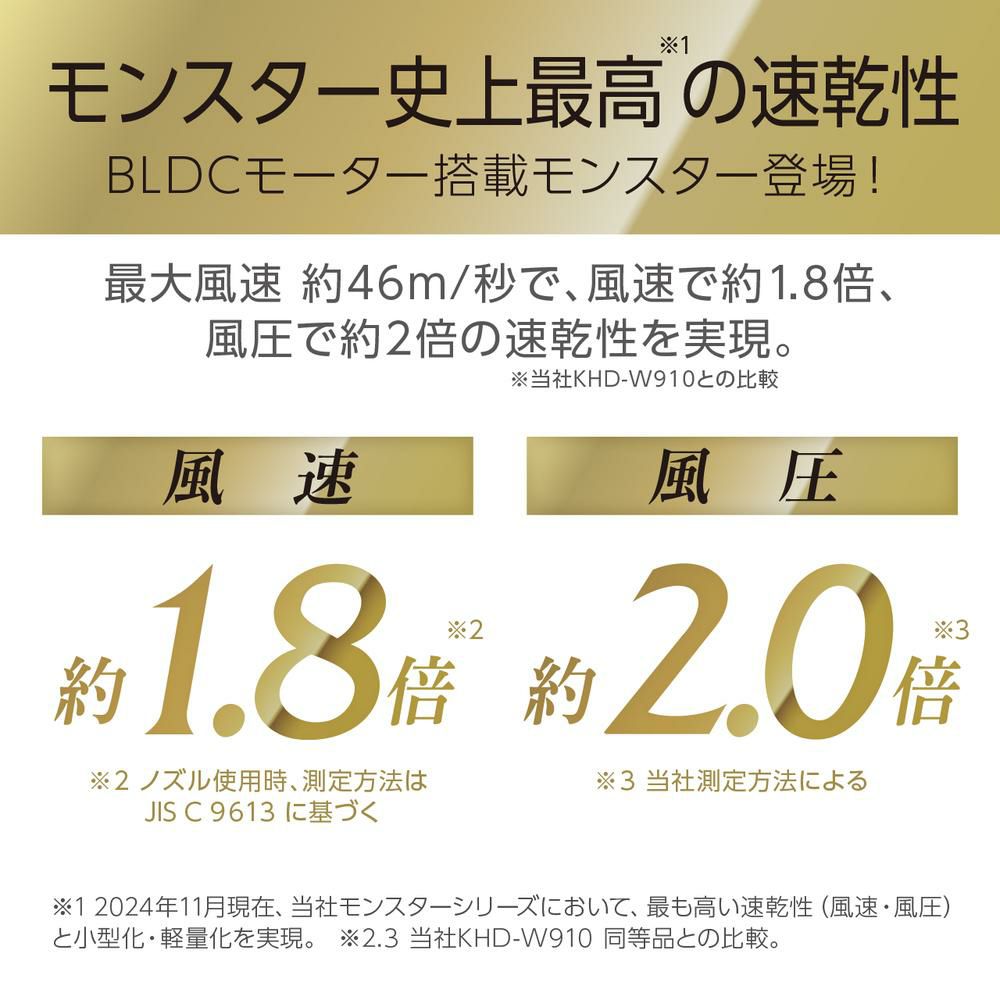 モンスター BLDCダブルファンドライヤー プレミアム コイズミ ハイパワー 大風量 KHD-W990 (ヘアドライタオル付)