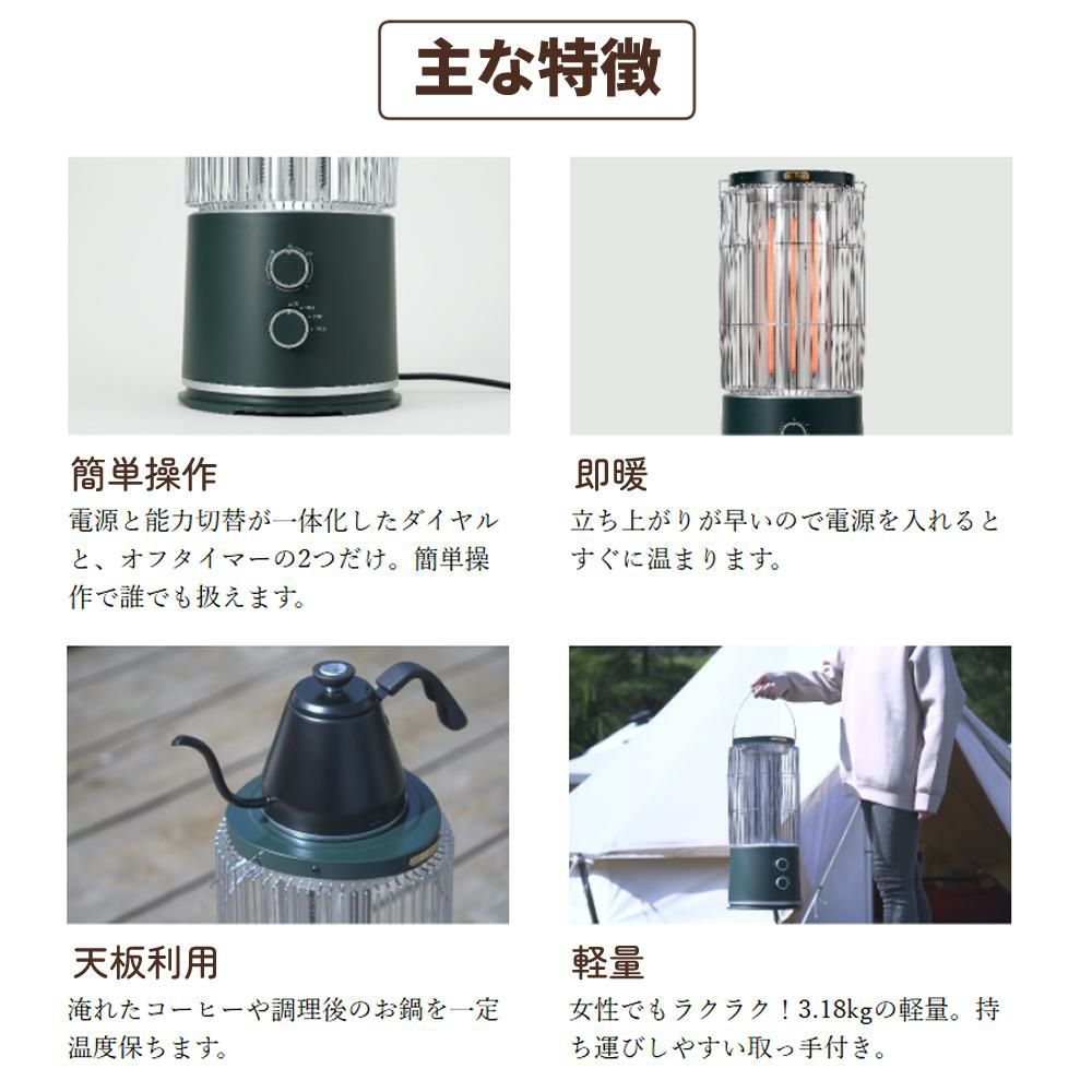 インターセントラル 遠赤外線ヒーター ストゥーファ STU-1201A ブラック/グリーン ラッピング不可