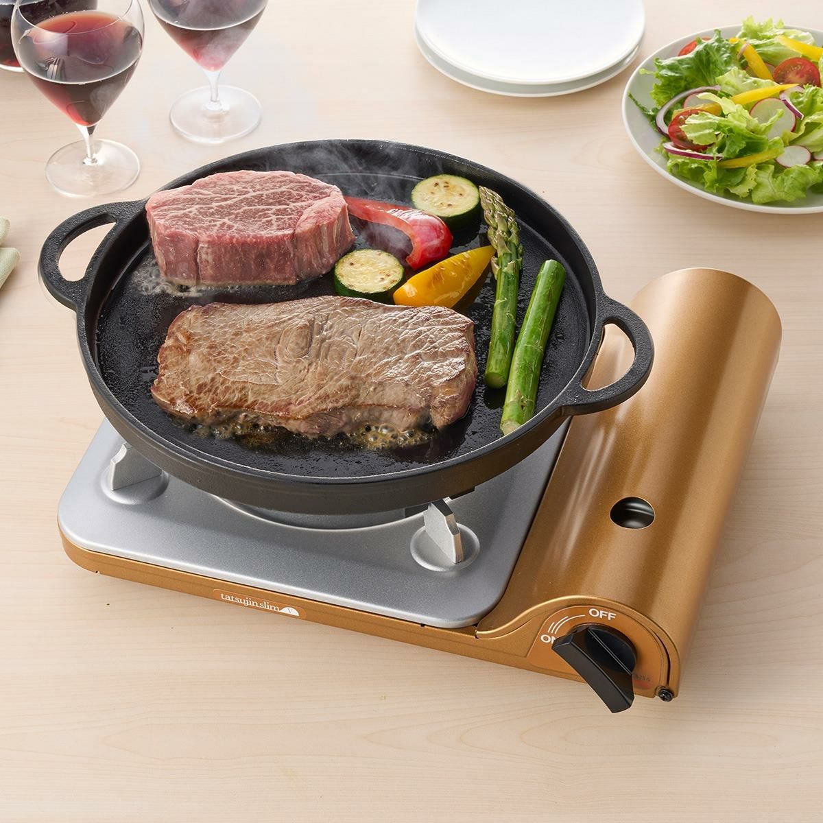 （専用ケース＆クロス付き）イワタニ カセットコンロ カセットフー 達人スリムV CB-TS-5 ゴールド （ラッピング不可）