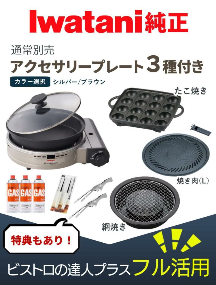 イワタニ カセットフー ビストロの達人プラス 焼肉 たこ焼き 網焼き プレート カセットガス セット