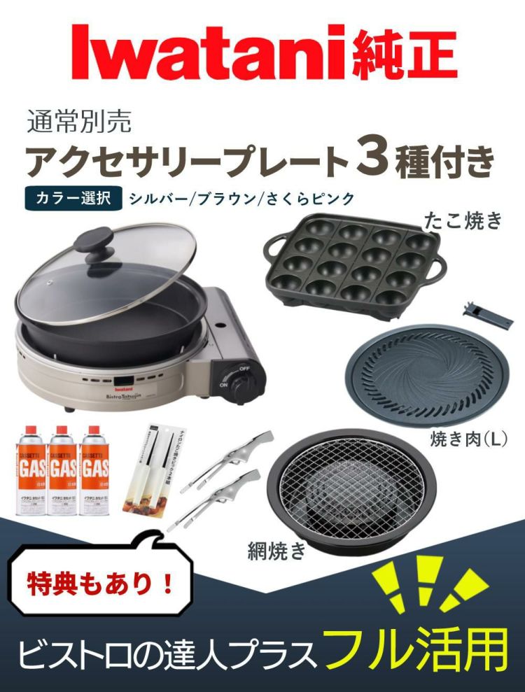 イワタニ カセットフー ビストロの達人プラス 焼肉 たこ焼き 網焼き プレート カセットガス セット