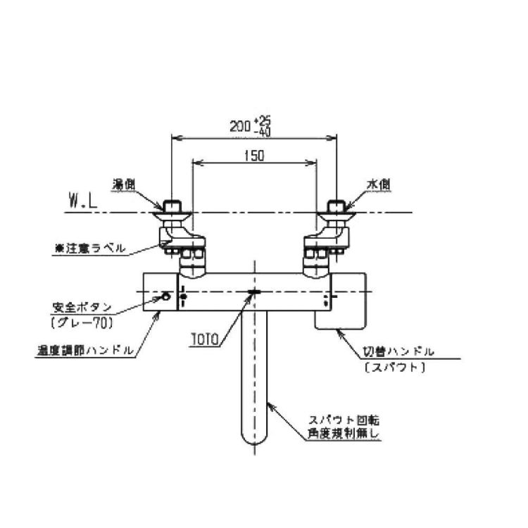 TOTO 浴室水栓 一般地用 TBV03421Jラッピング不可