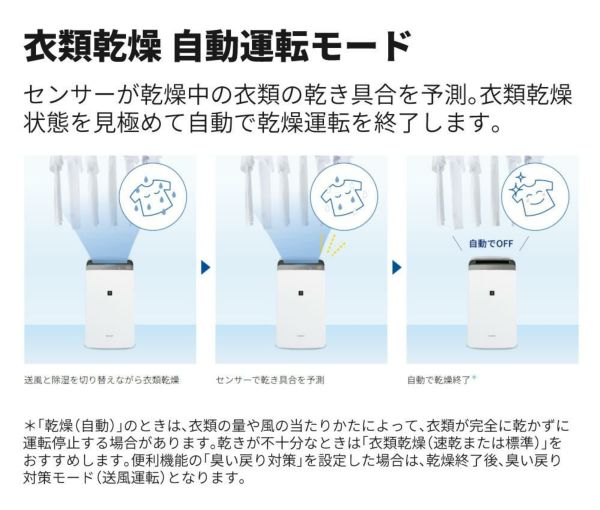 シャープ 除湿機 衣類乾燥 CV-S180-W ホワイト 乾燥容量約4人分 SHARP 衣類乾燥除湿機 コンプレッサー式 プラズマクラスター 7000