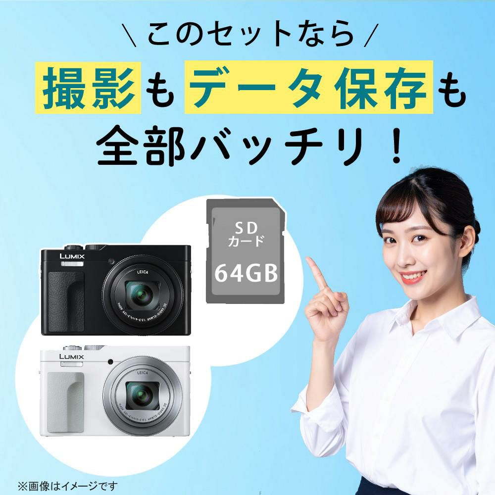 パナソニック ルミックス コンパクトデジタルカメラ TZ99 ブラック ホワイト Panasonic LUMIX DC-TZ99 （SD64GBセット）