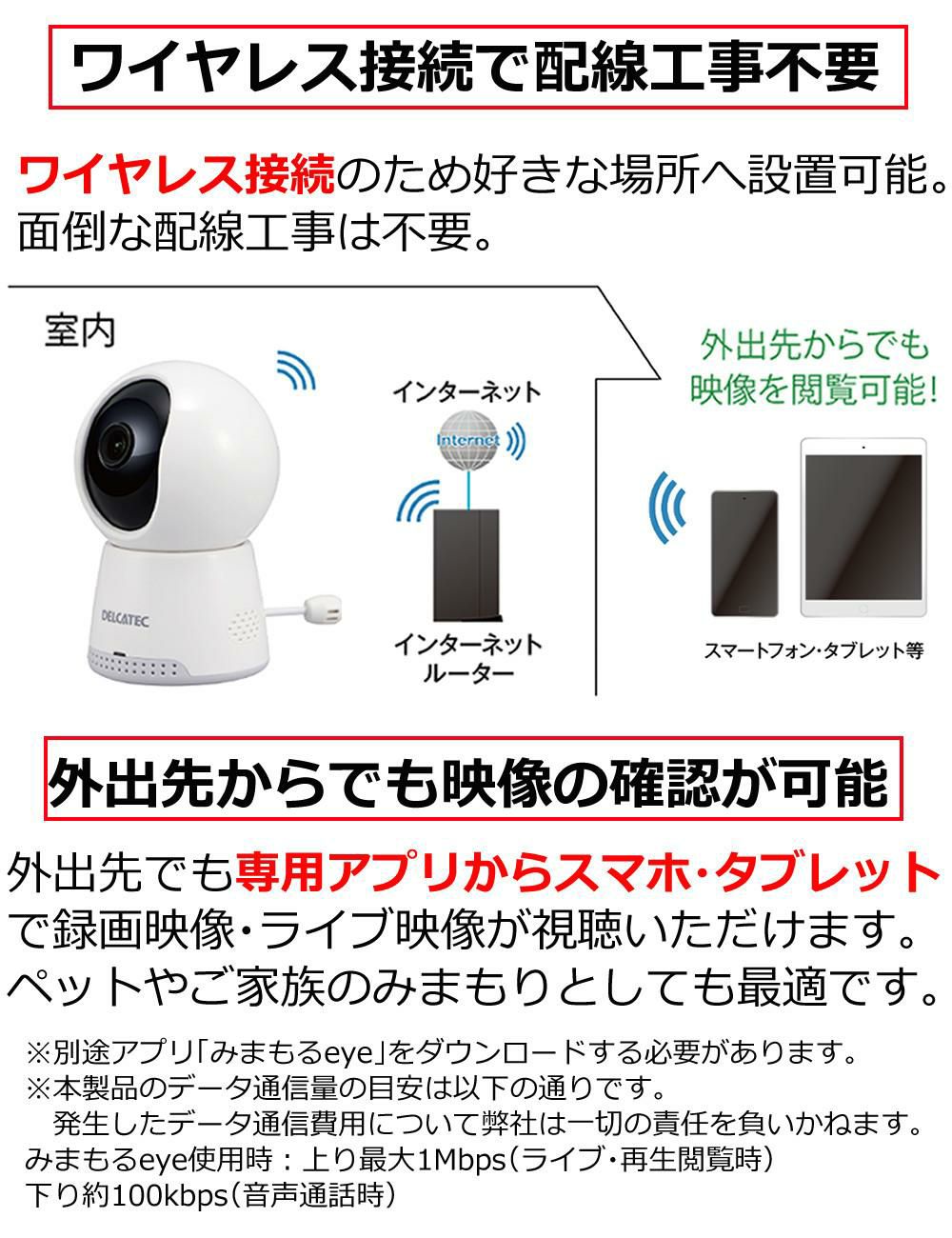 DXアンテナ 見守りカメラ 卓上みまもるカメラ Lite WECAA1 省スペース 遠隔操作 家庭用 ペット 子供 高齢者（ラッピング不可）