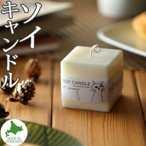 Candly キャンドリー SOY CANDL ソイキャンドル （キューブ） ハンドメイド カーネーション イングリッシュアイビー ラベンダー