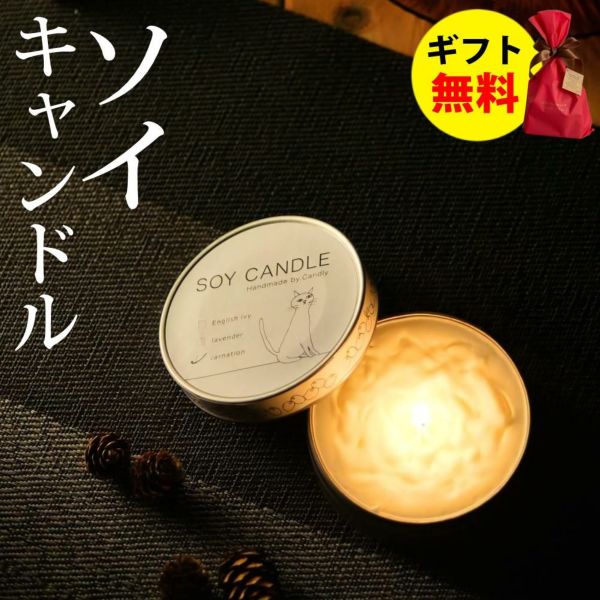 Candly キャンドリー SOY CANDL ソイキャンドル （缶） ハンドメイド カーネーション イングリッシュアイビー ラベンダー