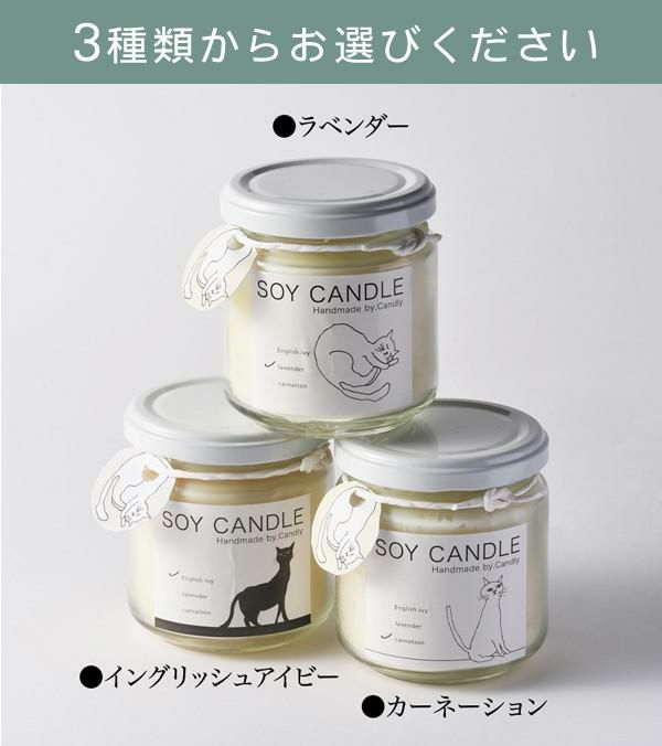 Candly キャンドリー SOY CANDL ソイキャンドル （瓶） ハンドメイド カーネーション イングリッシュアイビー ラベンダー