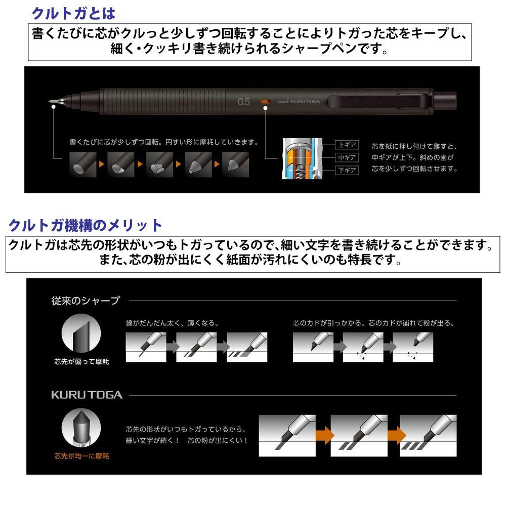 三菱鉛筆 シャープペンシル クルトガ メタル 0.5mm  M5-KH 1P サイレントブルー ファントムグレー ノクターンブラック 3色セット