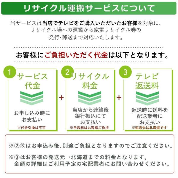 【テレビ】リサイクル運搬サービス ※こちらは当店にてテレビをご購入されたお客様のみお申し込み可能です（代引き不可）