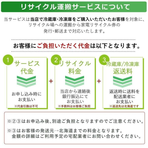 （テレビ）リサイクル運搬サービス ※こちらは当店にて冷蔵庫・冷凍庫をご購入されたお客様のみお申し込み可能（代引き不可）