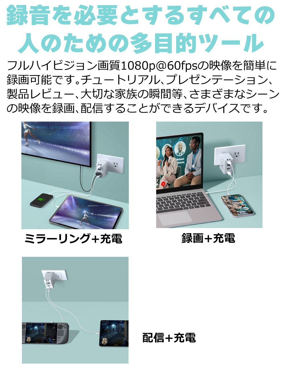 アバーメディア ライブジェネレータポケット AVerMedia LIVE GENERATOR POCKET GC313PWH 外付キャプチャー 充電器