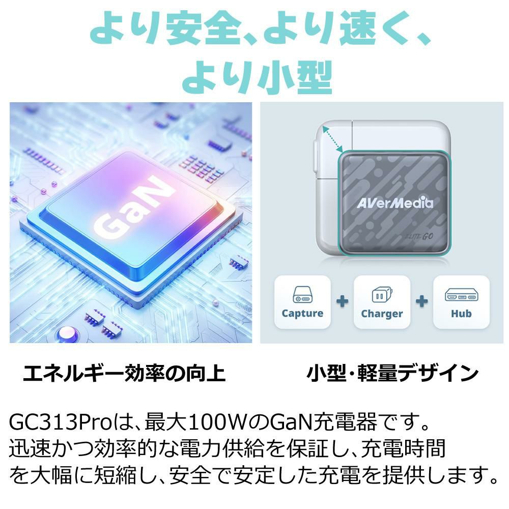 アバーメディア ライブジェネレータポケット AVerMedia LIVE GENERATOR POCKET GC313PWH 外付キャプチャー 充電器