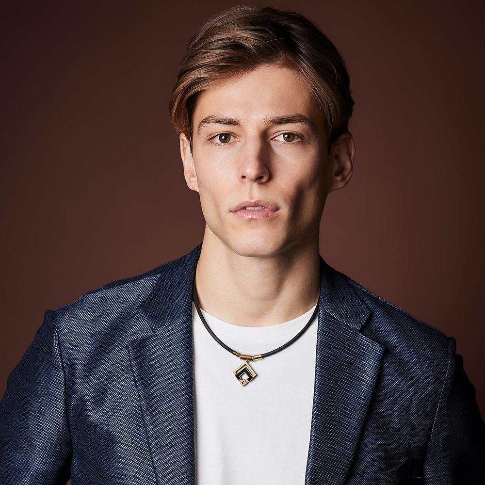 コラントッテ 磁気ネックレス ブラック クラシックゴールド Lサイズ TAO ネックレスα ARAN スポーツネックレス ABARD52L