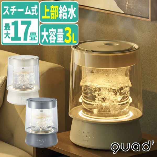 QUADS 加湿器 スチーム式 グラス GLASS ガラススチーム QS549 | ホーム