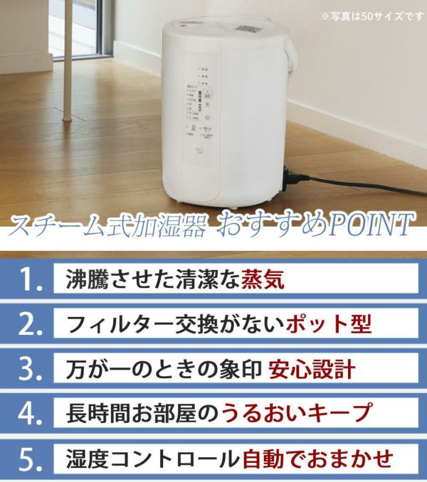 加湿器 象印 スチーム式加湿器 2.2L EE-RU35 WA ホワイト 2025年