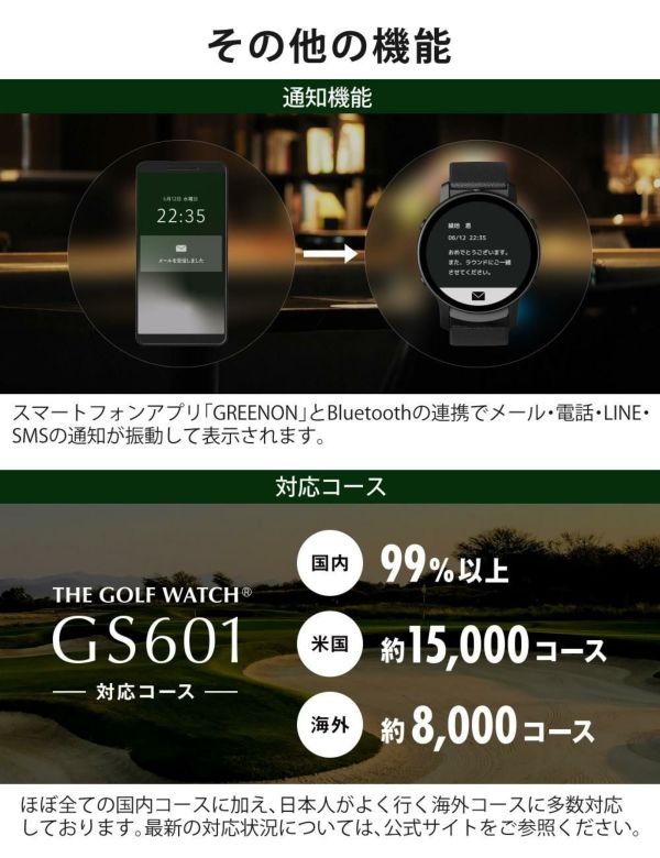 グリーンオン GPSナビ ゴルフウォッチ GS601 ティー付き GreenOn THE